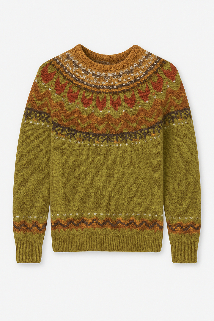 Sweter Wełniany | Wzór Inspirowany Naturą | Miękki i Ocieplający