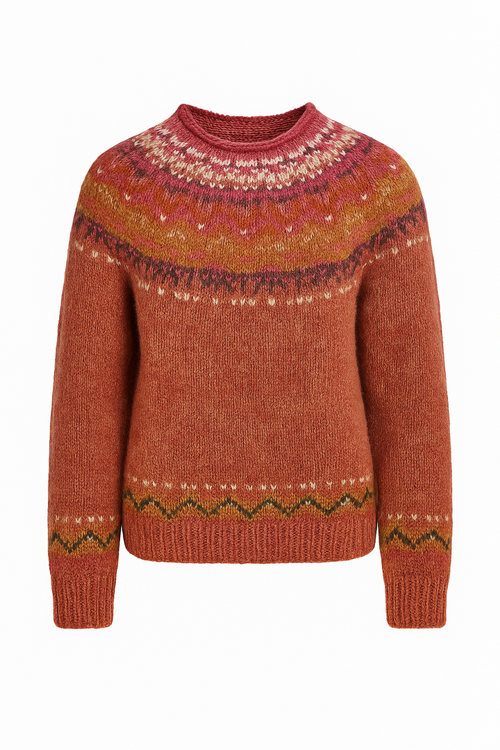 Sweter Dzianinowy | Wzór Skandynawski | Miękki i Ciepły