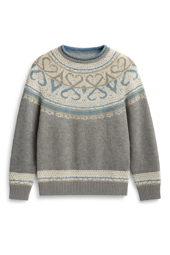 Sweter Dzianinowy | Symetryczny Wzór Nordycki | Miękki i Ciepły