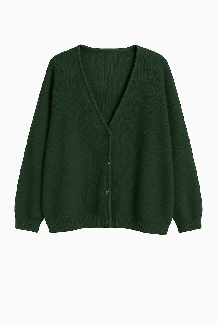 Kardigan Dzianinowy o Fakturze Plastra | Swobodny Krój | Miękka Warstwa na Co Dzień