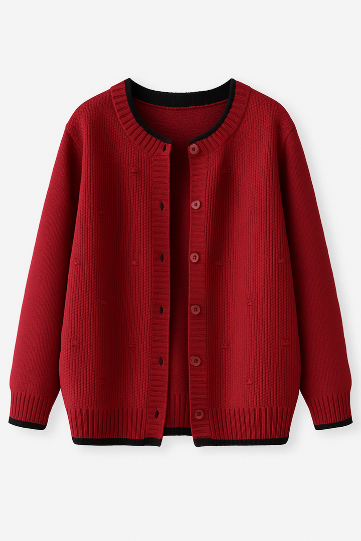 Sweter Kardigan Damski z Dzianiny | Luźny Krój | Subtelna Struktura