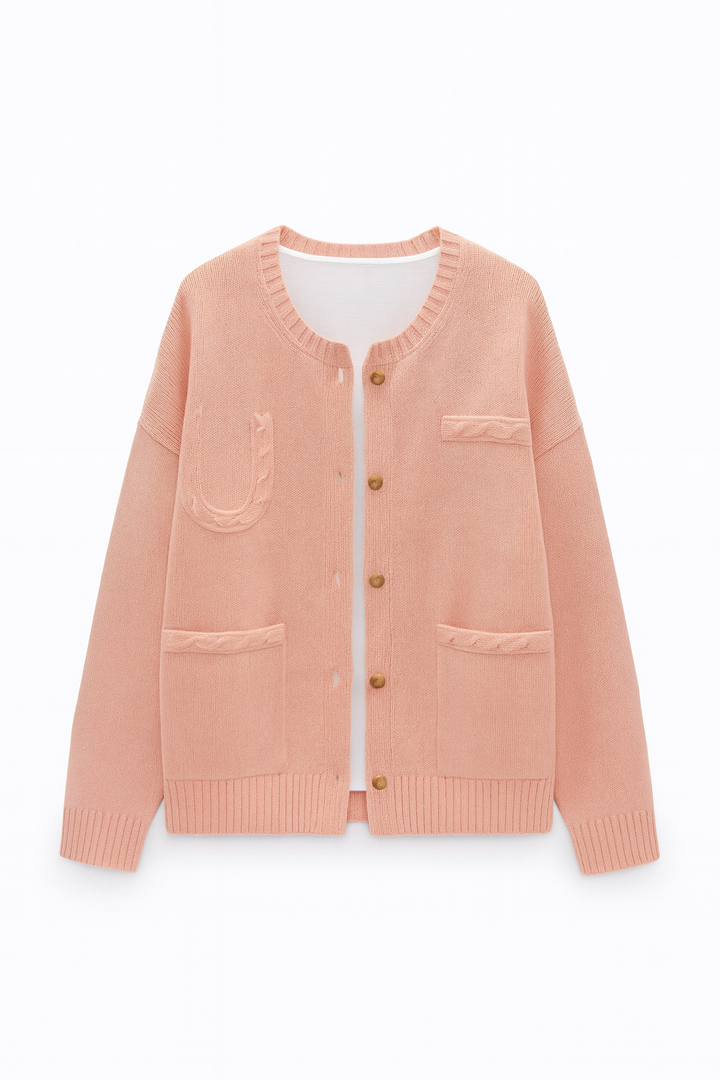 Kardigan Dzianinowy z Kieszeniami | Miękki Fason | Minimalizm i Codzienny Styl