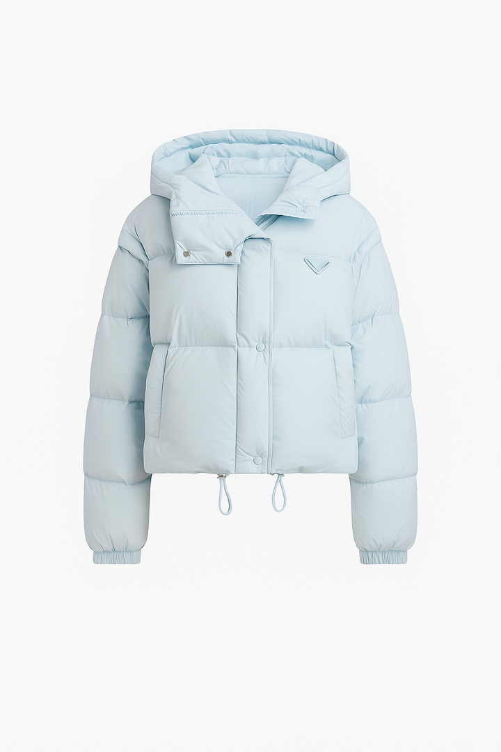 Krótsza Kurtka Pikowana z Kapturem | Wygodna i Lekka | Z Regulacją w Talii