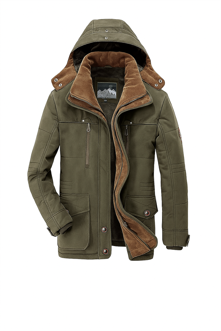 Męska Kurtka Zimowa z Ociepleniem | Z Kapturem i Podszyciem | Styl Outdoor