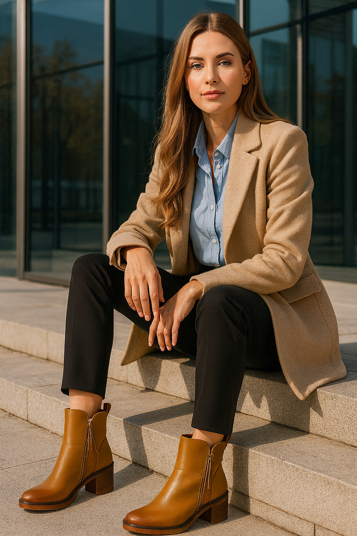 Damskie Botki na Obcasie | Zamek z Dekoracyjnym Chwostem | Elegancki Fason | Styl Na Co Dzień i Na Wieczór