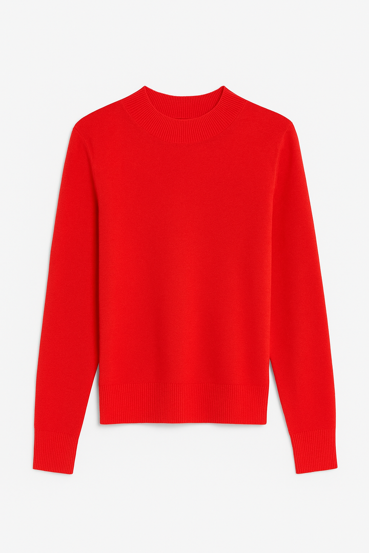 Sweter z Półgolfem | Klasyczna Forma | Gładka Dzianina i Długi Rękaw