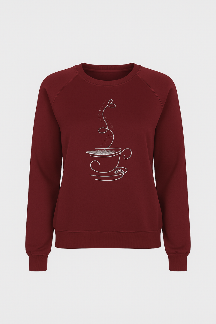 Bluza z Nadrukiem Filiżanki | Klasyczny Krój | Wygodna i Stylowa na Co Dzień