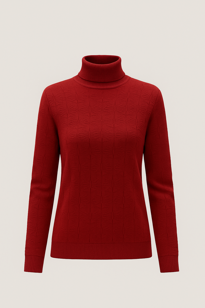 Sweter z Półgolfem i Tłoczoną Fakturą | Dopasowany Krój | Minimalistyczny Styl