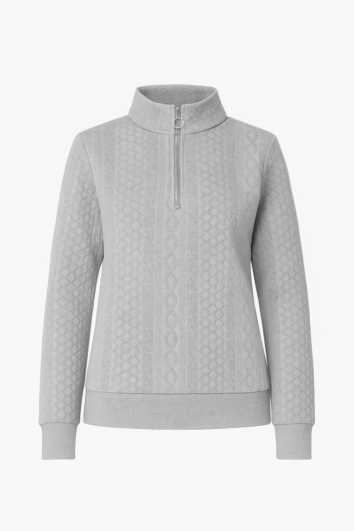 Bluza Dzianinowa | Półgolf z Zamkiem | Strukturalny Wzór