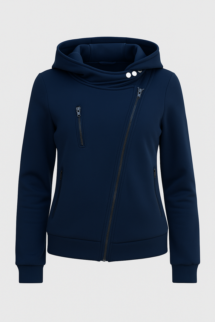 Bluza z Asymetrycznym Zamkiem | Wysoki Kołnierz z Napięciami | Styl Miejski