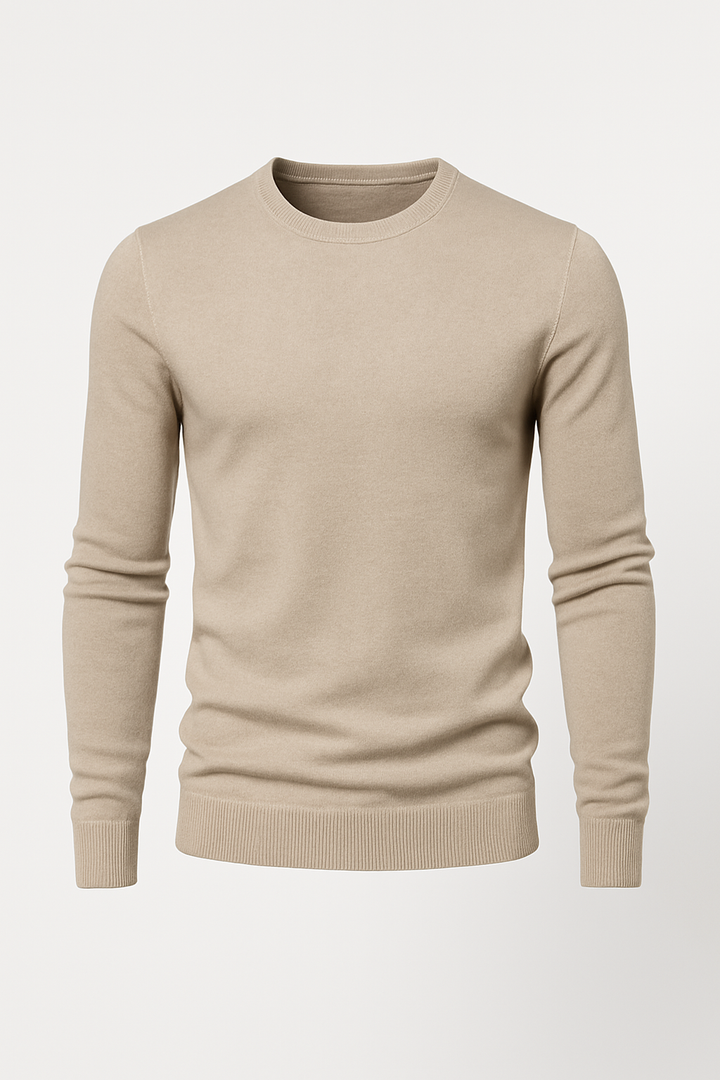 Sweter Męski z Okrągłym Dekoltem | Dzianina | Klasyczny Krój