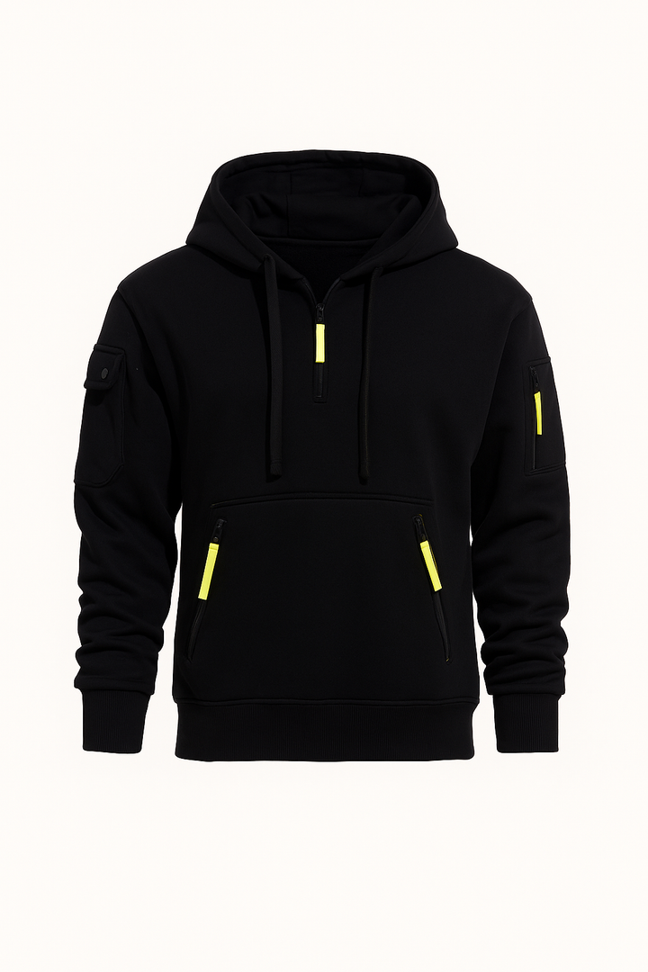 Bluza Męska z Kapturem i Zamkami | Sportowy Krój | Funkcjonalna i Stylowa