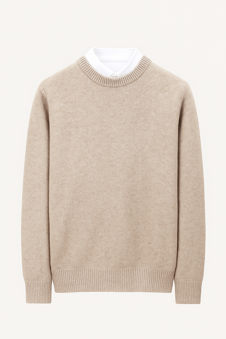 Sweter Męski Klasyczny | Dzianina z Okrągłym Dekoltem | Ponadczasowy i Elegancki