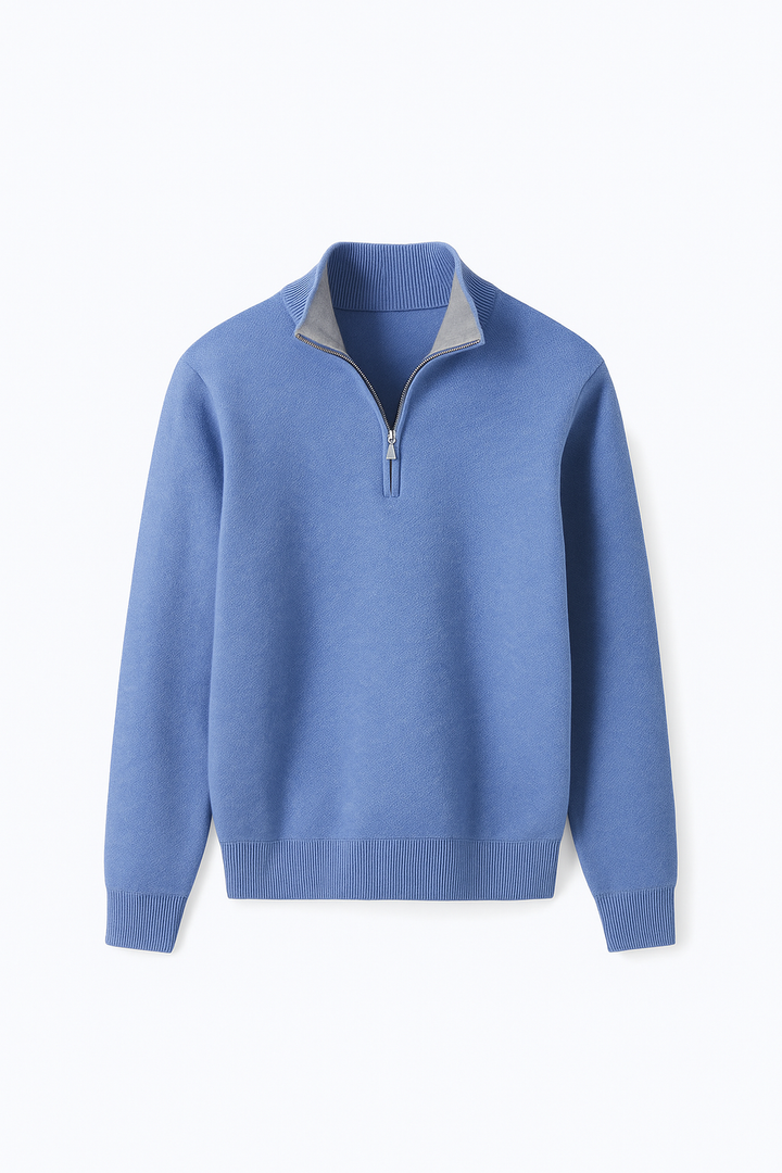 Sweter Męski z Półgolfem | Dzianina z Zamkiem | Styl Casual i Komfort na Co Dzień