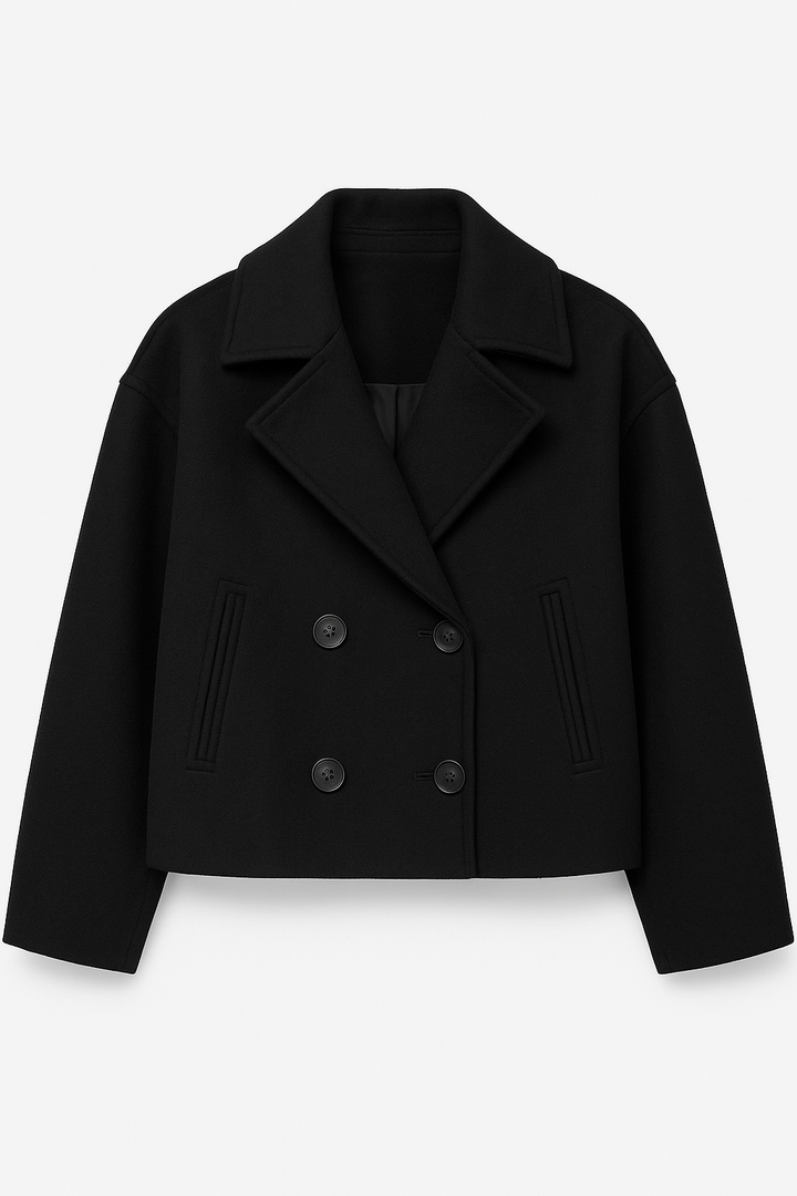 Krótka Marynarka Dwurzędowa | Wełniany Styl | Nowoczesny Krój