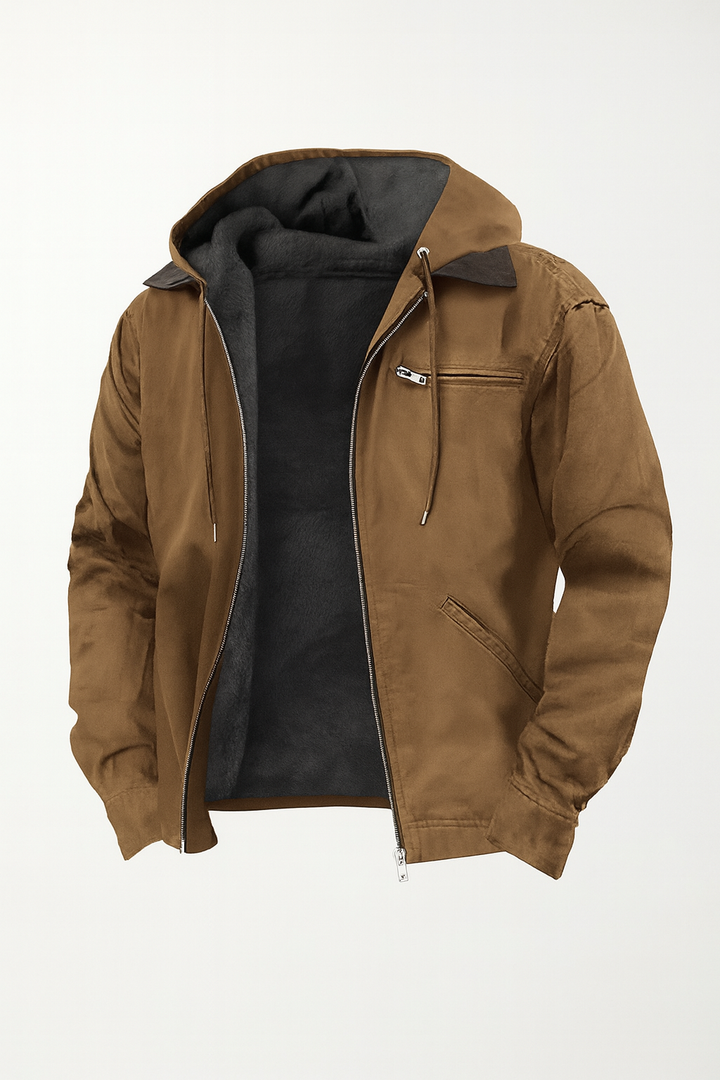 Męska Kurtka Outdoorowa z Kapturem | Z Podszewką | Wiatroszczelna i Funkcjonalna