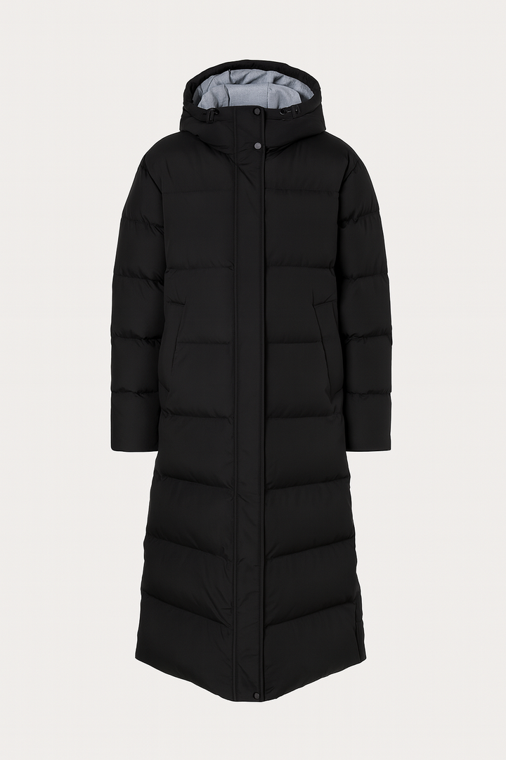 Długa Pikowana Kurtka z Kapturem | Oversize | Zimowy Komfort