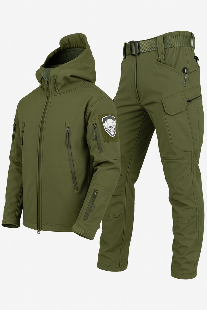 Męski Zestaw Taktyczny | Kurtka z Kapturem + Spodnie Bojówki | Wodoodporny i Funkcjonalny