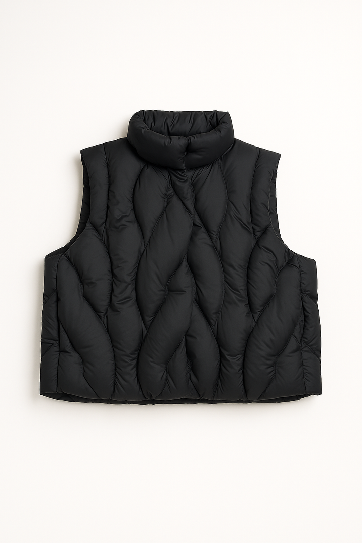 Pikowana Kamizelka Bez Rękawów | Wysoki Kołnierz | Ciepła i Lekka