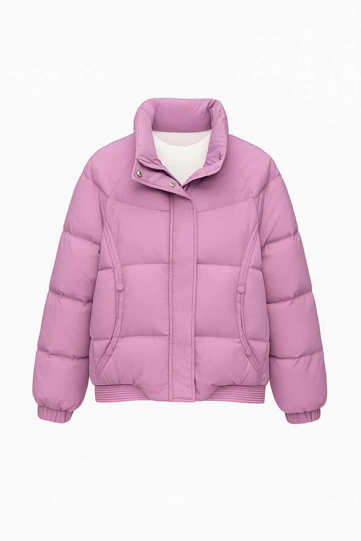 Pikowana Kurtka Damska | Wypełniona i Komfortowa | Wysoka Stójka | Idealna na Zimę