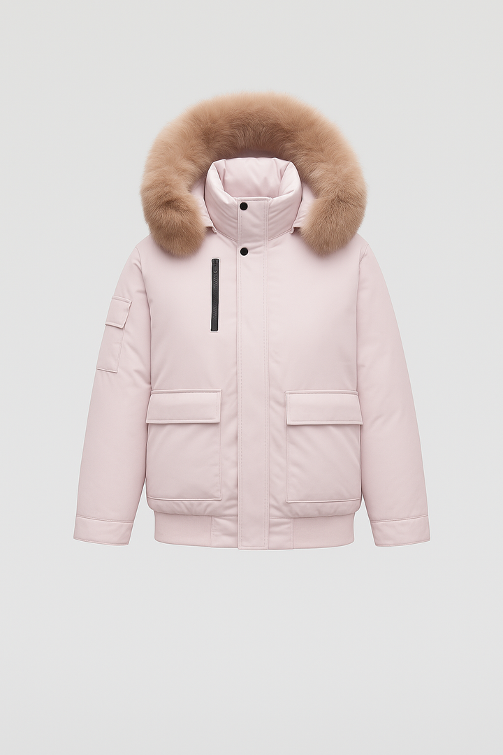 Parka Pikowana z Kapturem | Obszycie ze Sztucznego Futra | Funkcjonalne Kieszenie | Idealna na Zimę