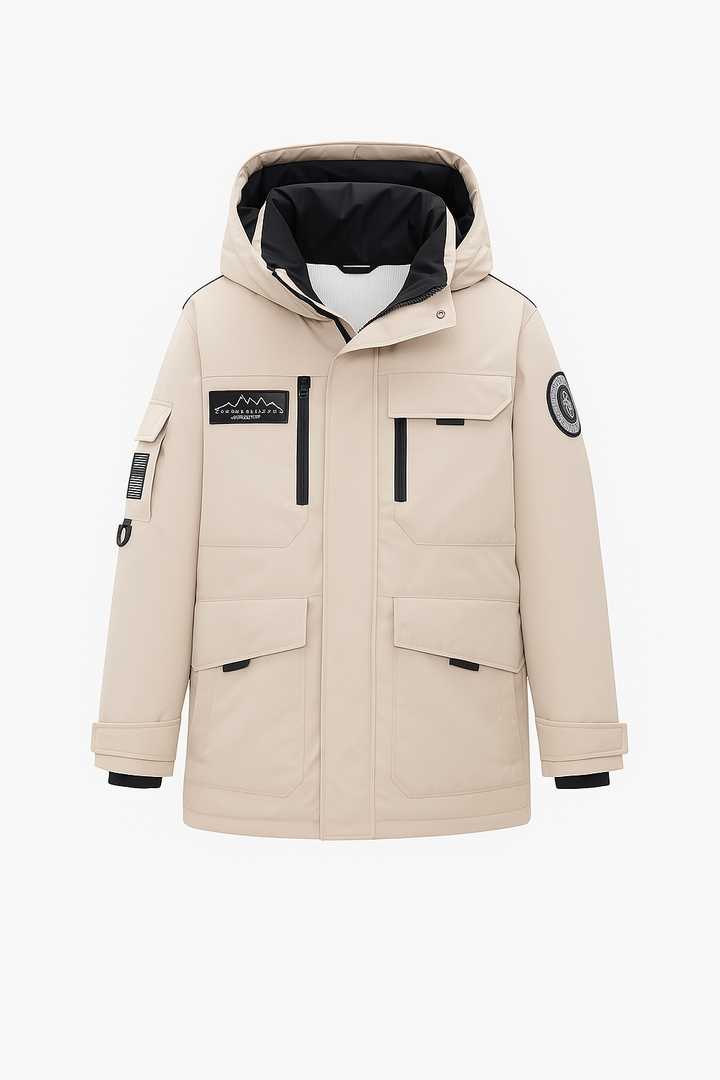 Techniczna Kurtka Parka z Kapturem | Kieszenie Wielofunkcyjne | Sportowy Styl | Idealna na Chłodne Dni