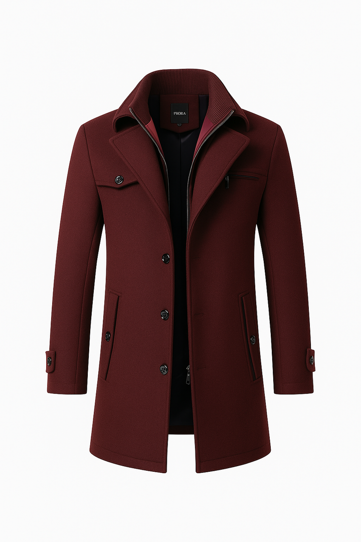 Płaszcz Męski z Podszewką | Podwójne Zapięcie | Elegancki Krój | Na Chłodne Dni