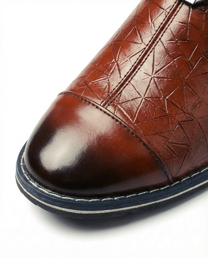 Mokasyny Męskie Skórzane Męskie Mokasyny | Sportowy Krój | Wytłoczony Wzór | Na Co Dzień