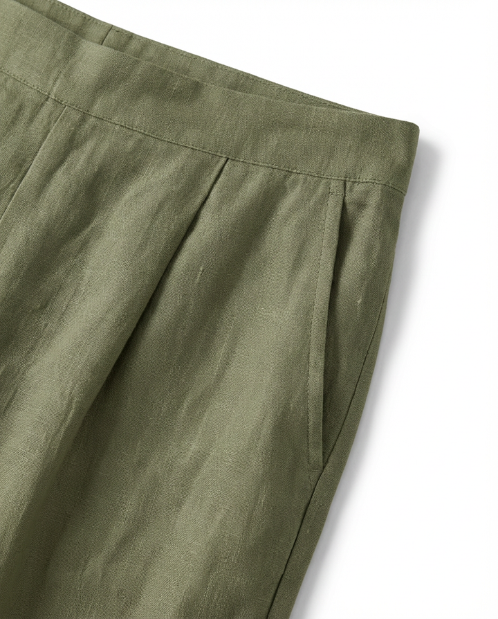 Spodnie Damskie Lniane Eleganckie | Workowaty Krój | Lekkie Materiały | Na Co Dzień