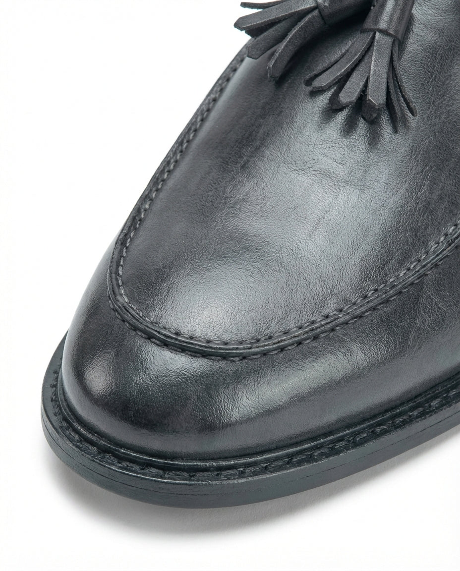 Mokasyny męskie skórzane | Klasyczny krój | Frędzle | Do pracy i na co dzień