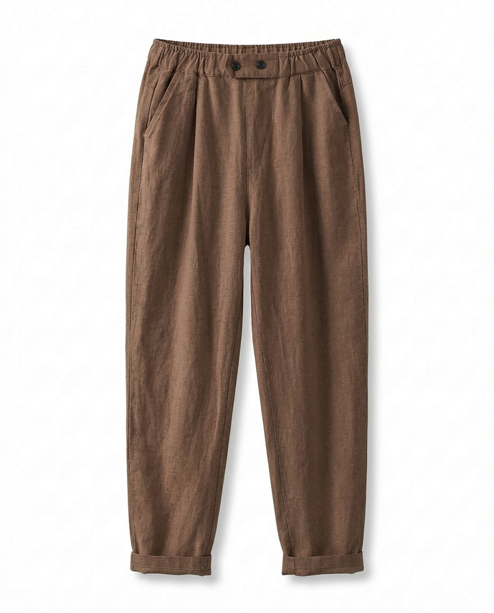 Spodnie Damskie Lniane Klasyczne | Luźny Krój | Wysoka Jakość | Na Co Dzień