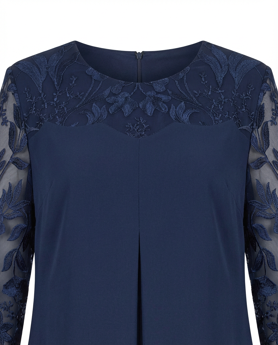 Sukienka Plus Size Sukienki Na Wesele | Elegancki Krój | Przezroczyste Rękawy | Na Wesele