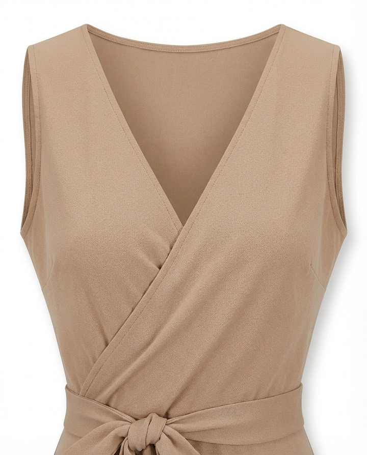 Sukienka na Wesele Damska Elegancka | Dopasowany Krój | Wyrafinowany Dekolt | Na Wiosnę i Lato