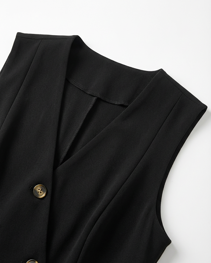 Garnitur Damski Kira | Elegancka Kamizelka i Spodnie z Szeroką Nogawką - 8