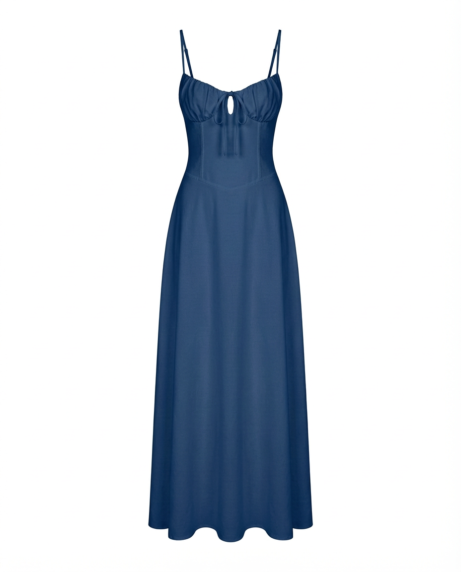 Sukienka Maxi Damska Elegancka | Luźny Krój | Lekkie Drapowanie | Na Wiosnę i Lato