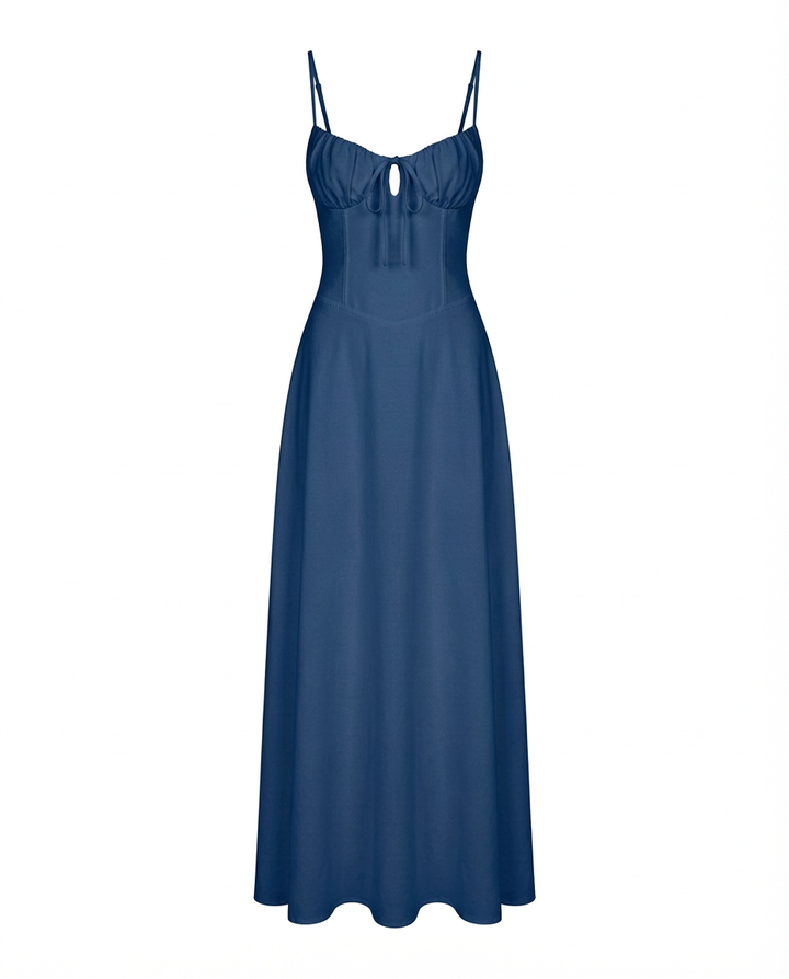 Sukienka Maxi Damska Elegancka | Luźny Krój | Lekkie Drapowanie | Na Wiosnę i Lato