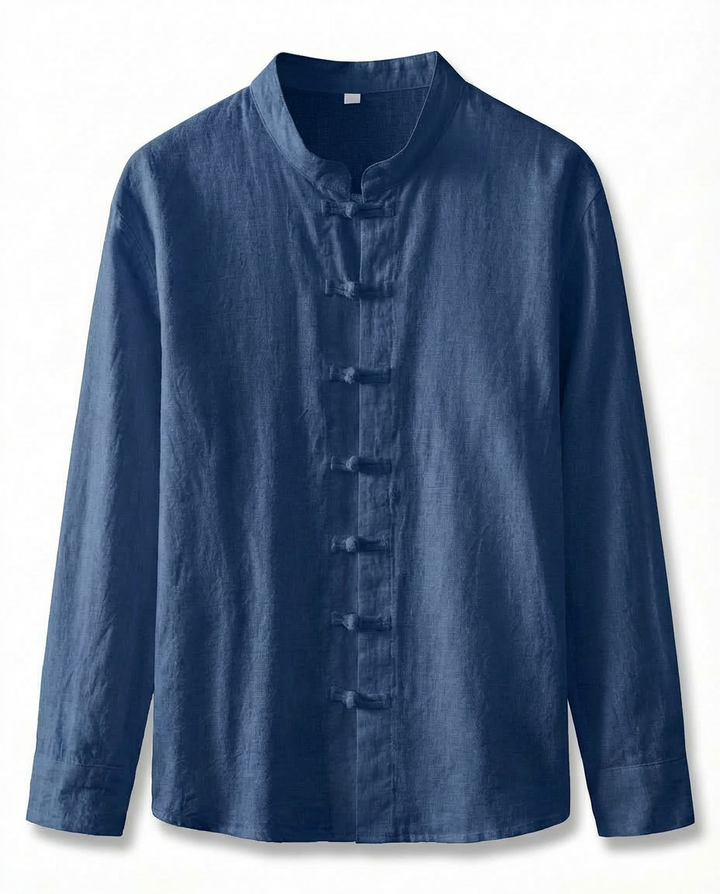 Koszula Męska Tradycyjna Koszula Lniana Męska | Regularny Krój | Oddychająca Tkanina | Na Co Dzień