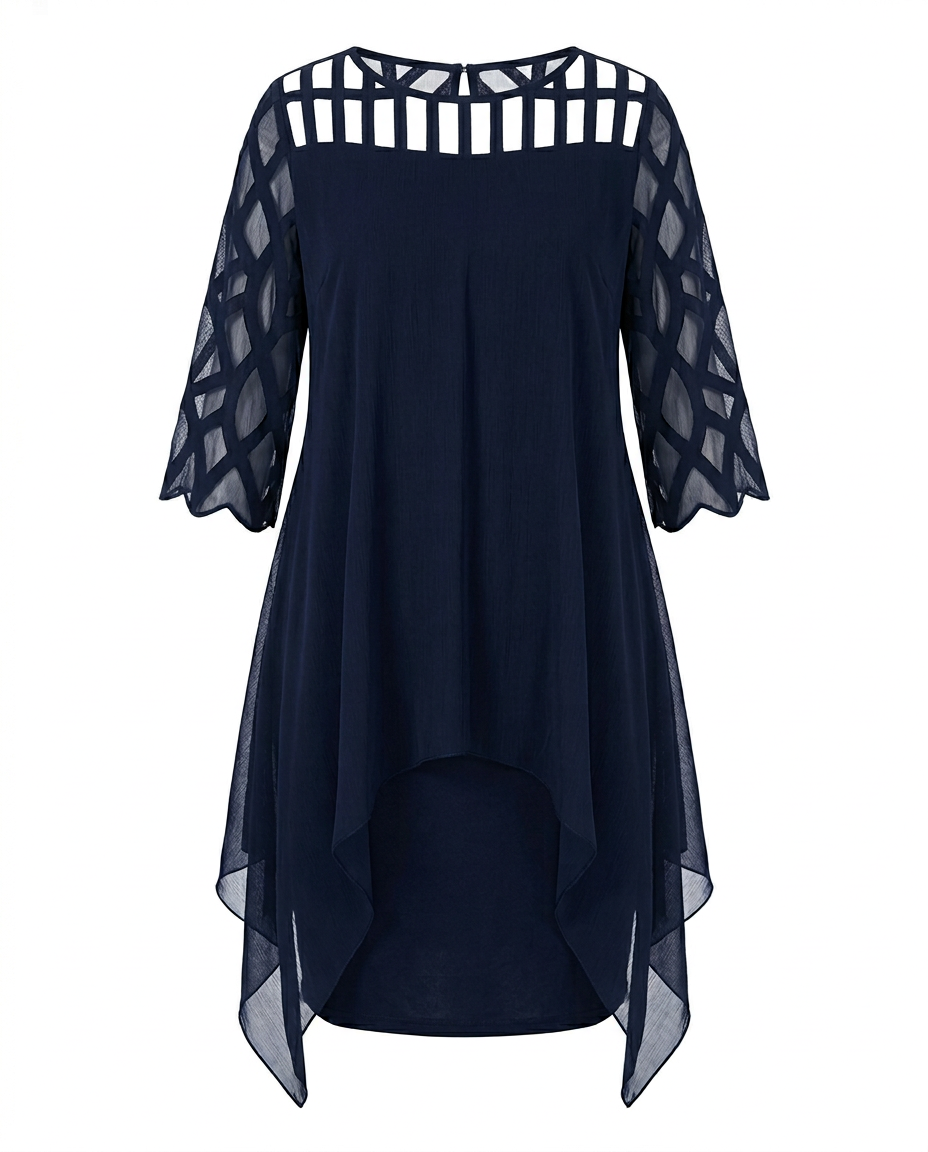 Sukienka Damska Midi Kwiatowa | Luźny Krój | Koronkowe Rękawy | Na Co Dzień