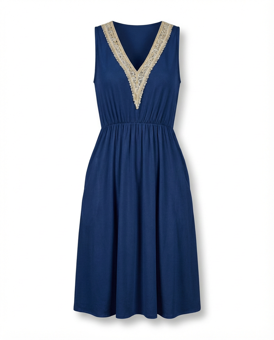 Sukienka Letnia Damska | Luźny Krój | Wygodny Dekolt w V | Na Co Dzień