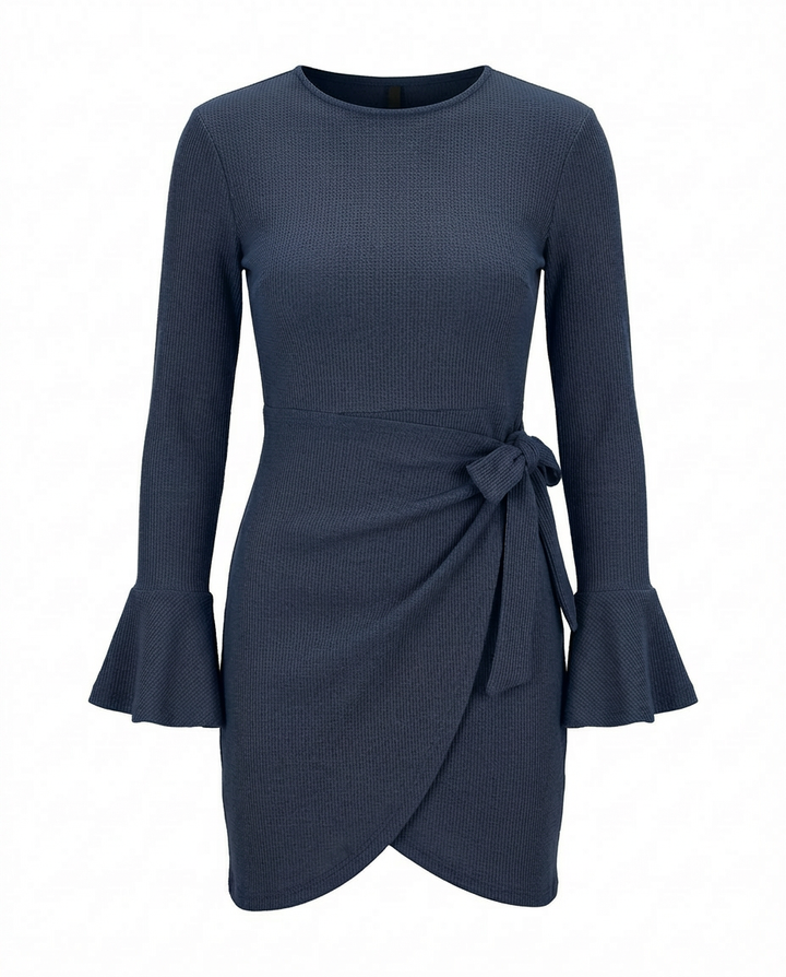 Sukienka Damska Mini | Luźny Krój | Subtelne Marszczenia | Na Co Dzień