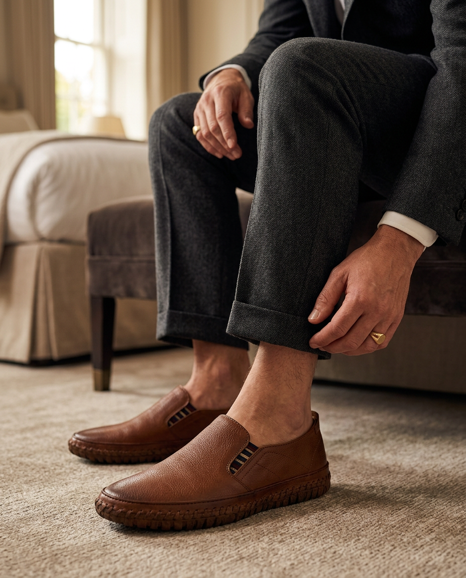 Mokasyny Męskie Skórzane | Niski Krój | Elegancka Sylwetka | Na Co Dzień