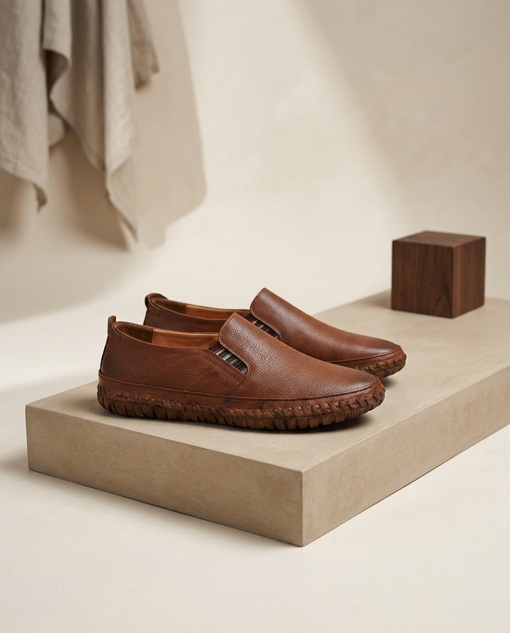 Mokasyny Męskie Skórzane | Niski Krój | Elegancka Sylwetka | Na Co Dzień