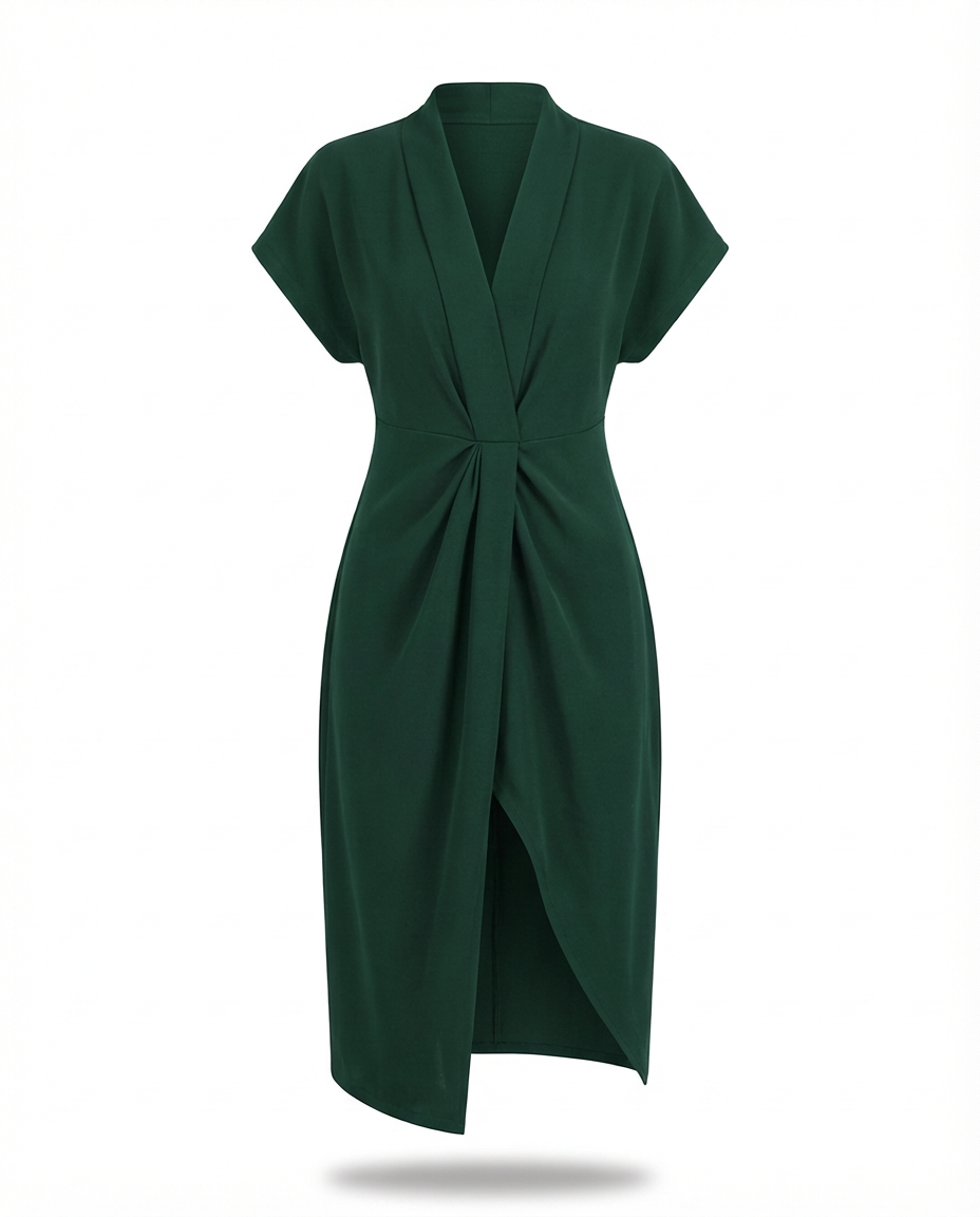 Sukienka Midi Damska Kopertowa | Regulowany Krój | Wygodne Wiązanie | Na Co Dzień i Na Wyjścia