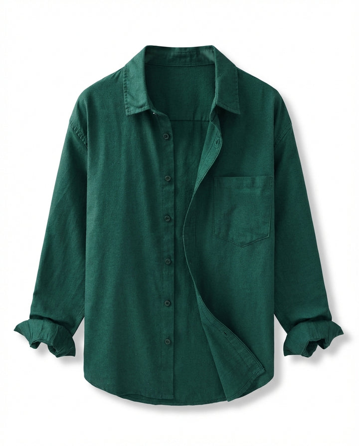 Koszula lniana męska | Luźny krój | Praktyczna kieszeń | Na lato