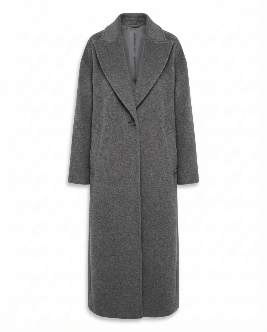 Płaszcz Damski Długi Elegancki | Klasyczny Krój | Ciepły Materiał | Na Zimę