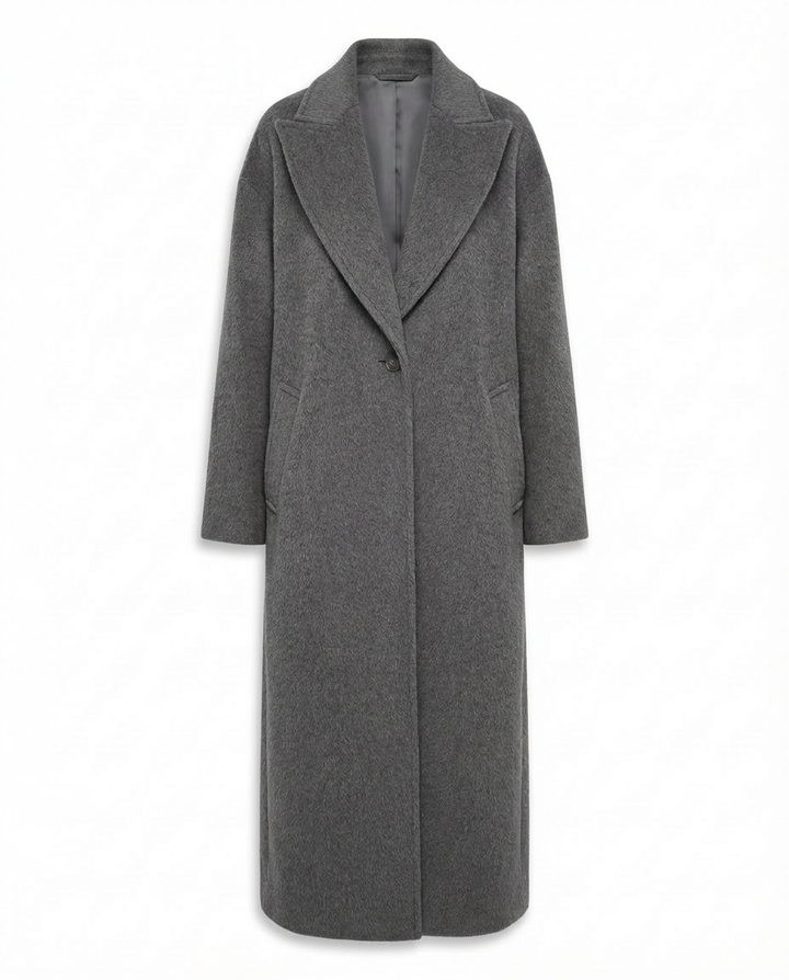 Płaszcz Damski Długi Elegancki | Klasyczny Krój | Ciepły Materiał | Na Zimę