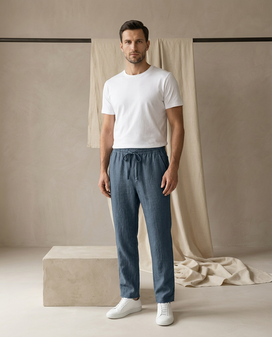 Spodnie Męskie Spodnie Lnianie Męskie | Luźny Krój | Oddychający Materiał | Na Lato