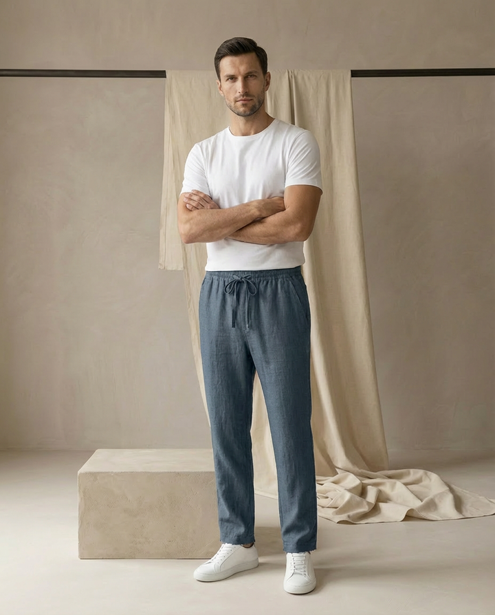 Spodnie Męskie Spodnie Lnianie Męskie | Luźny Krój | Oddychający Materiał | Na Lato