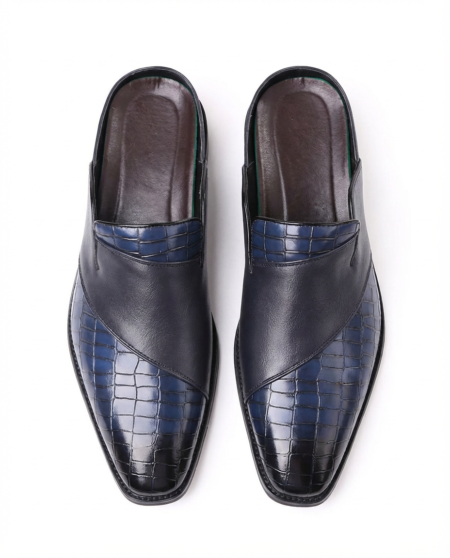 Buty Mule Męskie Stylowe | Wsuwana Konstrukcja | Teksturowana Cholewka | Na Wiosnę i Lato