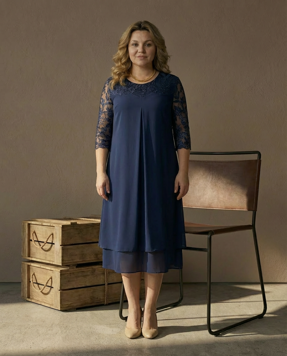 Sukienka Plus Size Sukienki Na Wesele | Elegancki Krój | Przezroczyste Rękawy | Na Wesele